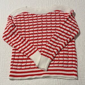 LOFT Red and White Striped Sweater